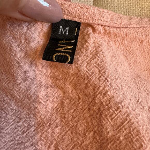 Fancyinn 2-Piece Summer Set | Pink Ruffle Crop Top & Side Slit Wide Leg Pants-M - Picture 9 of 10